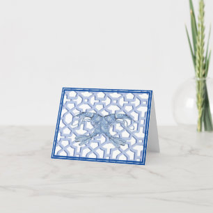 Blauwe garnaalpapier servet bedankkaart