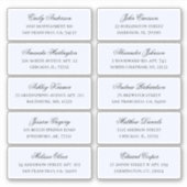 Blauwe gasten namen adres. Bruiloft verzendlabels Sticker (Voorkant)