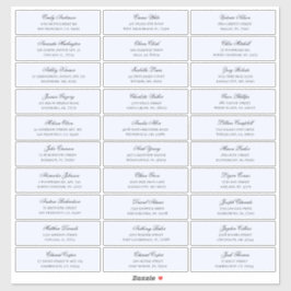 Blauwe gasten namen adres. Bruiloft verzendlabels Sticker