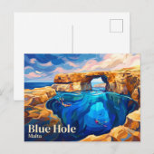 Blauwe Gat Malta Briefkaart (Voorkant / Achterkant)