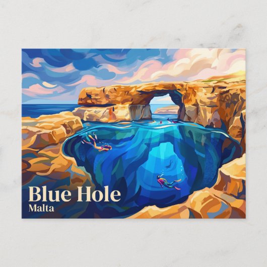 Blauwe Gat Malta Briefkaart (Voorkant)