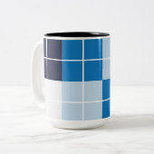 Blauwe geblokte plaid tweekleurige koffiemok (Voorkant links)