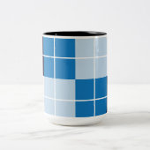 Blauwe geblokte plaid tweekleurige koffiemok (Center)