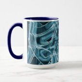 Blauwe gebogen overlappende band met reliëf mok (Links)