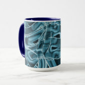 Blauwe gebogen overlappende band met reliëf mok (Voorkant links)