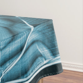 Blauwe gebogen overlappende band met reliëf tafelkleed