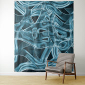 Blauwe gebogen overlappende band met reliëf wandkleed (In situ)