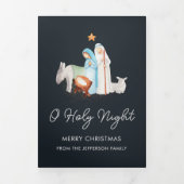 Blauwe Geboorte Religieuze Kerstmis Drieluik Wenskaart (Cover)