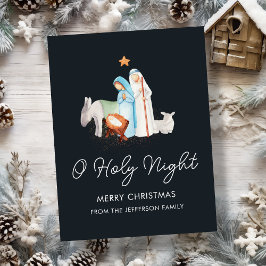 Blauwe Geboorte Religieuze Kerstmis Feestdagenkaart