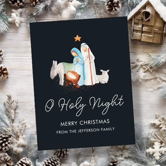 Blauwe Geboorte Religieuze Kerstmis Feestdagenkaart