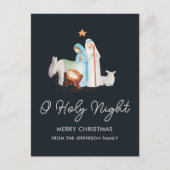 Blauwe Geboorte Religieuze Kerstmis Feestdagenkaart (Voorkant)