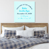 Blauwe Geboorte Statistieken Jongen Canvas Afdruk (Insitu (Slaapkamer))