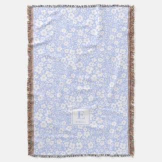blauwe geborduurde deken throw