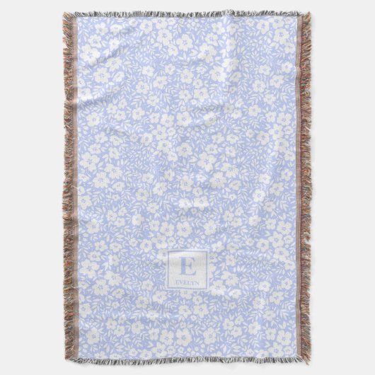 blauwe geborduurde deken throw (Voorkant Verticaal)