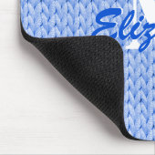 Blauwe gebreide textuur Muismat met monogram (Hoek)