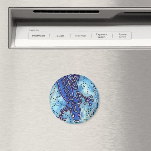 Blauwe Gecko ronde magneet (Insitu (Vaatwasser))