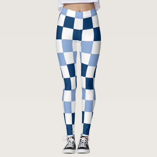 Blauwe gecontroleerde Leggings (Voorkant)