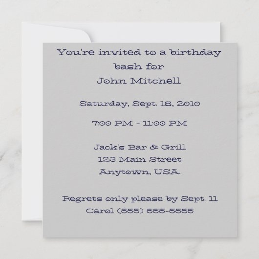 Blauwe gedode feestdag kaart (Achterkant)