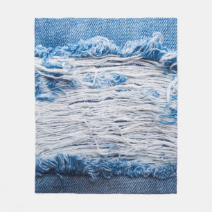 Blauwe gedraaide denim jeans textuur met ruimte vo fleece deken