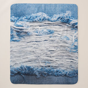 Blauwe gedraaide denim jeans textuur met ruimte vo sherpa deken