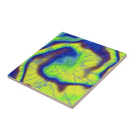 Blauwe geel en groene Stropdas-kleurstof Tegeltje