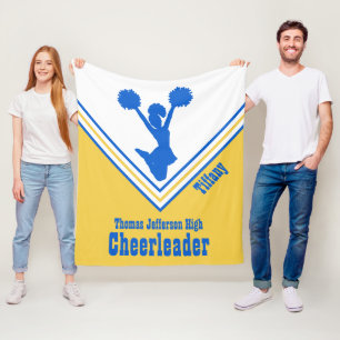 Blauwe Geel en witte Cheerleader Fleece Blanket