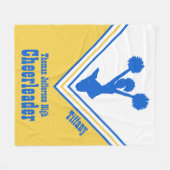 Blauwe Geel en witte Cheerleader Fleece Blanket Deken (Voorkant (Horizontaal))