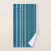 Blauwe geel en witte strepen bad handdoek (Handdoek)