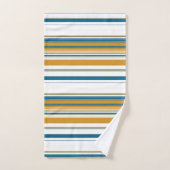 Blauwe geel en witte strepen bad handdoek (Handdoek)