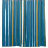 Blauwe geel en witte strepen douchegordijn (Voorkant)