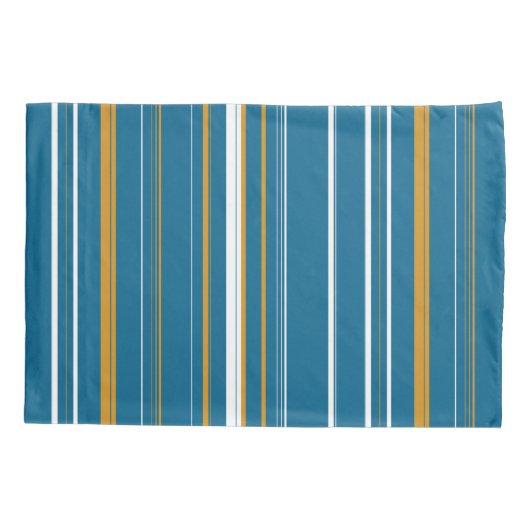 Blauwe geel en witte strepen kussensloop (Achterkant)