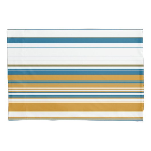 Blauwe geel en witte strepen kussensloop (Voorkant)