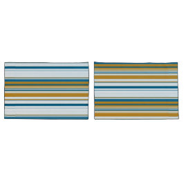 Blauwe geel en witte strepen kussensloop