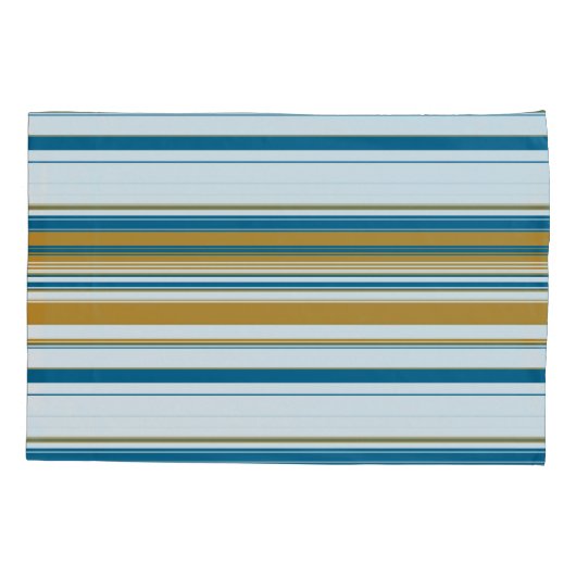 Blauwe geel en witte strepen kussensloop (Achterkant-Links)