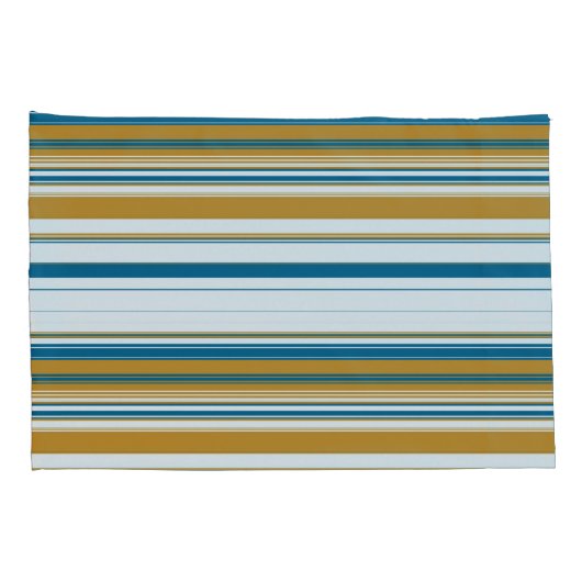 Blauwe geel en witte strepen kussensloop (Achterkant-Rechts)