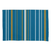 Blauwe geel en witte strepen kussensloop (Voorkant-Links)