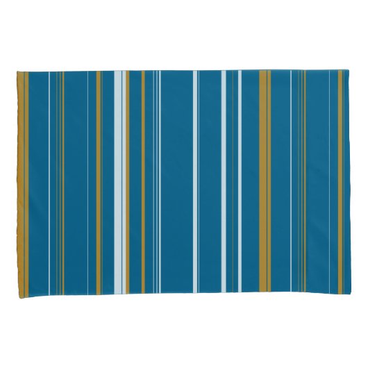 Blauwe geel en witte strepen kussensloop (Voorkant-Rechts)