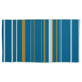 Blauwe geel en witte strepen kussensloop