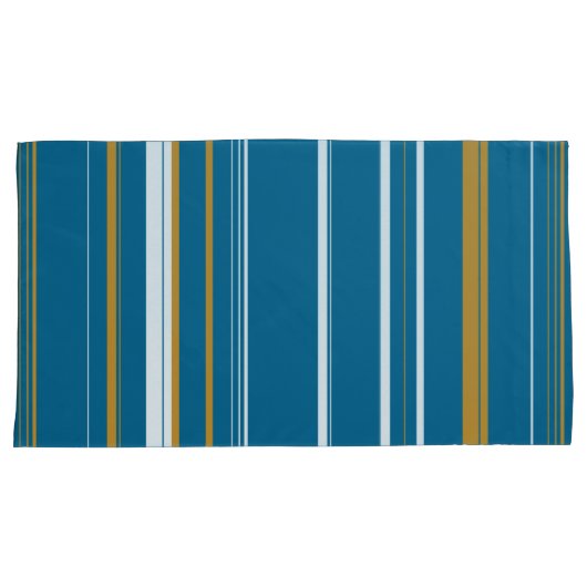 Blauwe geel en witte strepen kussensloop (Voorkant-Rechts)