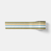 Blauwe geel en witte strepen satijnen lint (Voorkant)