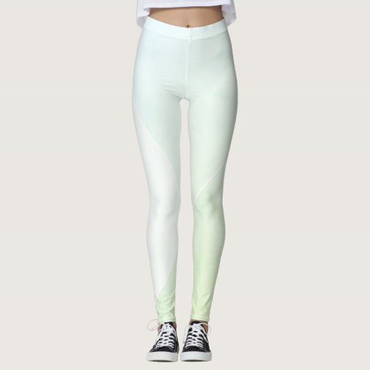 Blauwe Geel Groen Wit Trendy Modern Leggings (Voorkant)