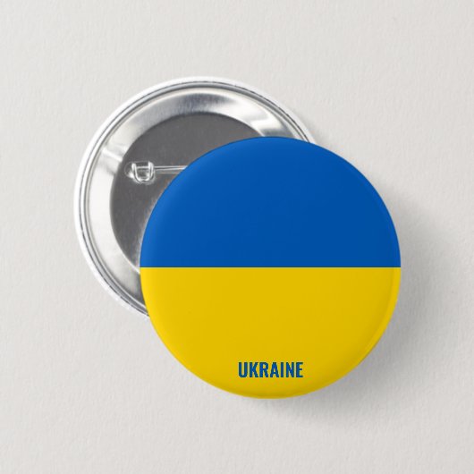 Blauwe geel opschrift Oekraïense vlag Ronde Button 5,7 Cm (Voorkant /achterkant)
