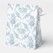 Blauwe gegraveerde Floral Toile Bedankdoosjes (Achterkant)