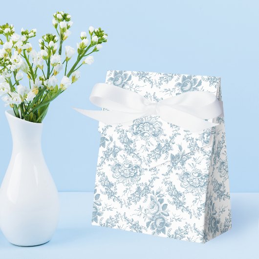 Blauwe gegraveerde Floral Toile Bedankdoosjes