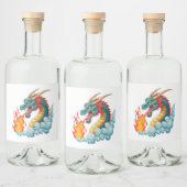 Blauwe gehoornde draak likeurfles etiket (Flessen)