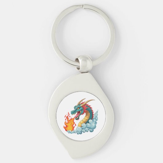 Blauwe gehoornde draak sleutelhanger (Voorkant)