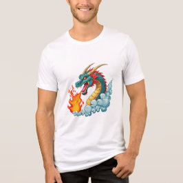 Blauwe gehoornde draak Tri-Blend shirt