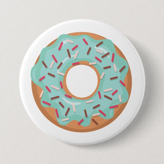 Blauwe Geïglaseerde Donut Met Strooisel Ronde Button 7,6 Cm (Voorkant)
