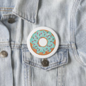 Blauwe Geïglaseerde Donut Met Strooisel Ronde Button 7,6 Cm (In situ)