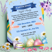 Blauwe Geïllustreerde Uitnodiging voor Paasbingo-a